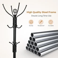 Costway 78'' Metal Coat Rack Free Standing Tree Hat Umbrella Holder Hanger Hooks Black -Baxton Studio Shop GUEST a2acb112 44d5 4f73 8956 7f5572dfacf2