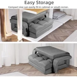 Folding Sofa Bed With USB, Convertible Sleeper Chair With 5-Position Adjustable Back, Small Comfy Couch For Bedroom, Apartment, Dorm – Grey 12 Folding Sofa Bed With USB, Convertible Sleeper Chair With 5-Position Adjustable Back, Small Comfy Couch For Bedroom, Apartment, Dorm – Grey -Baxton Studio Shop GUEST a2f3a083 d746 400c a47d 6f1de718394f