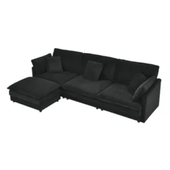 Modern L-Shaped Sectional Sofa With Ottoman, Oversized 4-Seater Couch With Towel Fabric Upholstery For Living Room, Gray/Green/Black - ModernLuxe 13 Modern L-Shaped Sectional Sofa With Ottoman, Oversized 4-Seater Couch With Towel Fabric Upholstery For Living Room, Gray/Green/Black - ModernLuxe -Baxton Studio Shop GUEST a33487a7 dfc3 4be4 884a b57c3f39fbed