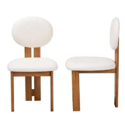 Baxton Studio 2pc Kacela Boucle Fabric And Wood Dining Chair Set -Baxton Studio Shop GUEST a3461b3b 7e39 47d2 98ce 183c133e9409
