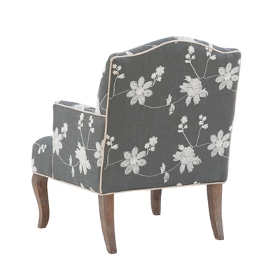 Floral Upholstered Armchair - Gray - Linon 4 Floral Upholstered Armchair - Gray - Linon - Image 4