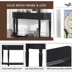 Retro Circular Curved Design Wooden Console Table With Open Style Shelf And Two Top Drawers-ModernLuxe 16 Retro Circular Curved Design Wooden Console Table With Open Style Shelf And Two Top Drawers-ModernLuxe -Baxton Studio Shop GUEST a39c7330 a9b7 40f9 9b1b 7017f9a2c984