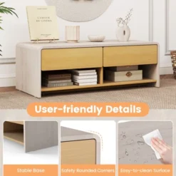 Tangkula Home Coffee Table W/ 2 Drawers & 2 Storage Shelf Rectangle Table Cocktail Table -Baxton Studio Shop GUEST a3bb6e46 1048 4357 9002 f77063bc2bbc