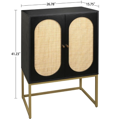 Natural Rattan 2 Door High Cabinet With Built-In Adjustable Shelves - ModernLuxe 2 Natural Rattan 2 Door High Cabinet With Built-In Adjustable Shelves - ModernLuxe - Image 2