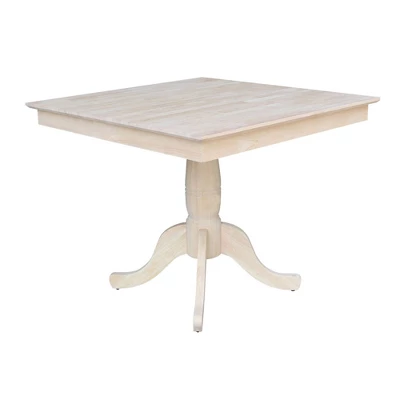 29.1" Dining Tables Minden Square Top Pedestal Unfinished - International Concepts 1 29.1" Dining Tables Minden Square Top Pedestal Unfinished - International Concepts