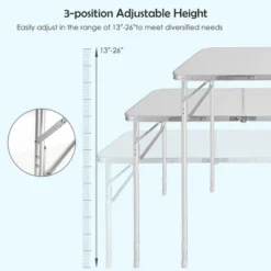 Costway 2PCS Folding Tables 8FT Height Adjustable Aluminum Picnic Table W/ Carrying Handle -Baxton Studio Shop GUEST a3de4601 30b5 4df3 a1f0 2f12ba0d85e0