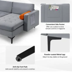 Costway Modular L-shaped Sectional Sofa With Reversible Chaise & 2 USB Ports Ash Grey -Baxton Studio Shop GUEST a3e06148 704c 4b4e 9099 9c927c67b9af