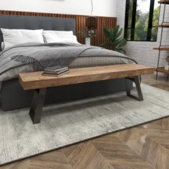 Natural Solid Wood Bench Light Brown - Olivia & May -Baxton Studio Shop GUEST a3f09511 ed9e 4ea8 ad55 a0488abeabe3