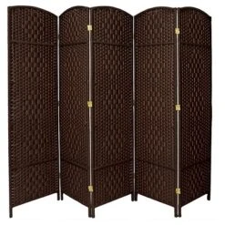 6 Ft. Tall Diamond Weave Fiber Room Divider 5 Panels - Oriental Furniture