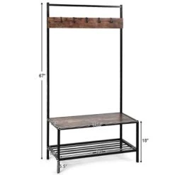 COSTWAY 3 In 1 Industrial Coat Rack Shoe Bench Entryway Hall Tree Storage Shelf W/ Hooks 13 COSTWAY 3 In 1 Industrial Coat Rack Shoe Bench Entryway Hall Tree Storage Shelf W/ Hooks -Baxton Studio Shop GUEST a41c6dd7 9b61 4b83 9ee5 d2a8cb04dea0