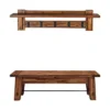 Durango Industrial Wood Coat Hook Shelf And Bench Set Dark Brown - Alaterre