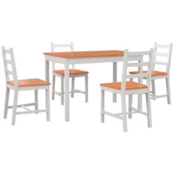 HOMCOM 5 Piece Dining Room Table Set, Wooden Kitchen Table And Chairs For Dinette, Breakfast Nook -Baxton Studio Shop GUEST a4779ee1 53a1 42e4 a262 1780c5e0a1e2