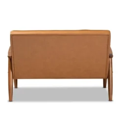 Sorrento Mid-Century Faux Leather Upholstered Wood Loveseat Walnut/Brown - Baxton Studio -Baxton Studio Shop GUEST a4c7317a 77ee 483b a6c0 2a23b52efe49