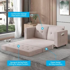 Mjkone Linen Pull Out Floor Sofa Bed, 3-in-1 Loveseat Sleeper Sofa Bed -Baxton Studio Shop GUEST a4cb6ebe 2219 40f8 9982 d2909beb79fc