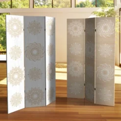 6" Double Sided Mandala On Birch Canvas Room Divider Beige - Oriental Furniture -Baxton Studio Shop GUEST a4d3b77e 0695 49ad aee7 2a10bffa67c4