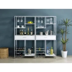 Coaster Figueroa Modern 5 Shelf Wood Wine Cabinet With Drawer White High Gloss/Chrome 19 Coaster Figueroa Modern 5 Shelf Wood Wine Cabinet With Drawer White High Gloss/Chrome -Baxton Studio Shop GUEST a5496c03 e1f1 480b 8343 ee4a7004d89f