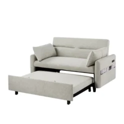 Pull-out Sleeper Sofa Bed, Convertible Loveseat Sofa Couch With Adjsutable Backrest, Two Throw Pillows And USB Ports -ModernLuxe -Baxton Studio Shop GUEST a5560334 943a 422e 979f dc01da7521ae