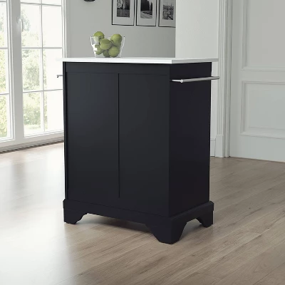 Lafayette Stone Top Portable Kitchen Island/Cart Black/White - Crosley 3 Lafayette Stone Top Portable Kitchen Island/Cart Black/White - Crosley - Image 3