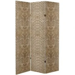 6" Double Sided Snake Print Canvas Room Divider - Oriental Furniture -Baxton Studio Shop GUEST a55e1182 e8d0 4d1d b58e e200f988f141