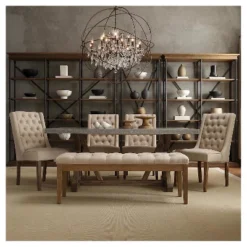 Beechhurst Button Tufted Bench Wood - Inspire Q -Baxton Studio Shop GUEST a5798c34 d24a 4bdd b390 27640ffc68d8