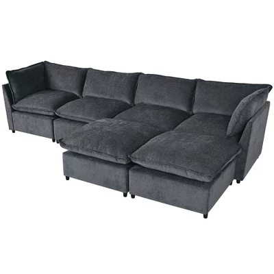 136.2"W Modern Large U-Shape Sectional Sofa, Convertible Sectional Sofa With Removable Ottomans For Living Room,Spacious Space - ModernLuxe 6 136.2"W Modern Large U-Shape Sectional Sofa, Convertible Sectional Sofa With Removable Ottomans For Living Room,Spacious Space - ModernLuxe - Image 6