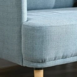 HOMCOM 48" Loveseat Sofa For Bedroom, Modern Love Seats Furniture, Upholstered Small Couch For Small Space, Blue -Baxton Studio Shop GUEST a592b442 8ea4 4cd9 9abe 90858f2ef284