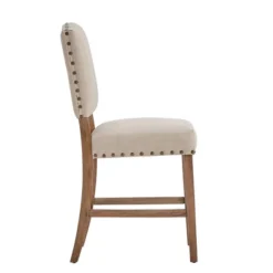 Set Of 2 24" Iverson Nailhead Trim Linen Counter Height Barstools - Inspire Q -Baxton Studio Shop GUEST a595c040 1415 4dbb 92c1 51606e90e398