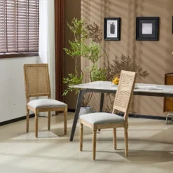 Christopher Knight Home Brownell French Country Fabric Upholstered Wood And Cane Dining Chairs (Set Of 2) -Baxton Studio Shop GUEST a597ff8c 1cf6 44d3 bf61 13e7bab160de