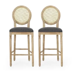 2pc Epworth French Country Wooden Barstools With Upholstered Seating - Christopher Knight Home -Baxton Studio Shop GUEST a59d2168 ccee 46b5 8e94 d603de768ef2