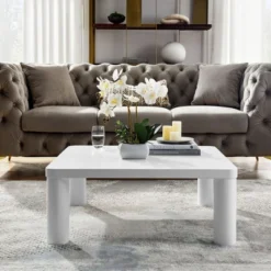 33.5" Modern Square Coffee Table, Wooden End Table, Accent Coffee Table Nightstands For Living Room Bedroom Office White -Baxton Studio Shop GUEST a5a6ec74 2fba 4117 a004 a64640c3e54f