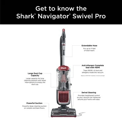 Shark Navigator Swivel Pro Upright Vacuum NV181: Bagless, HEPA Filter, Pet Hair, Hard Floor & Carpet, 25ft Cord, Red 9 Shark Navigator Swivel Pro Upright Vacuum NV181: Bagless, HEPA Filter, Pet Hair, Hard Floor & Carpet, 25ft Cord, Red - Image 9