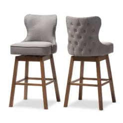 Gradisca Modern And Contemporary Wood Finishing Upholstered Barstools Set Of 2 - Baxton Studio -Baxton Studio Shop GUEST a60a49a1 cba3 413b 913e bf2eb4ed3f83