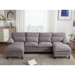 4 Seater U Shaped Modular Sectional Sofa Couch For Living Room, Corner Sofa With 4pcs Waist Pillows -Baxton Studio Shop GUEST a60b9963 6214 40e7 b8bc a15d68070e77