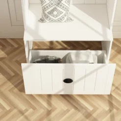 FUFU&GAGA White Hall Tree Storage Shoe Rack Coat Organizer Cabinet -Baxton Studio Shop GUEST a61ec3a0 9bc2 4fda bfb6 b71d09423e96