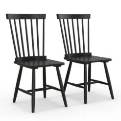 Costway Windsor Dining Chairs Set Of 2 Armless Spindle Back Solid Rubber Wood Black/Natural 18 Costway Windsor Dining Chairs Set Of 2 Armless Spindle Back Solid Rubber Wood Black/Natural -Baxton Studio Shop GUEST a620cb01 0b61 48a8 8c68 4bec706cf919