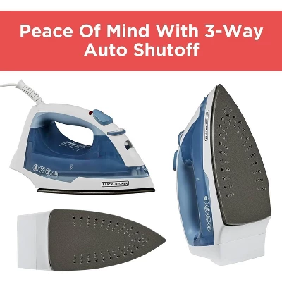 Black & Decker BLACK+DECKER Easy Steam Compact Iron For Clothes, Automatic Shutoff, Nonstick Plate, Light Weight, 1200 Watts 6 Black & Decker BLACK+DECKER Easy Steam Compact Iron For Clothes, Automatic Shutoff, Nonstick Plate, Light Weight, 1200 Watts - Image 6