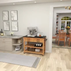 Coastal Wood Kitchen Cart Brown - Olivia & May -Baxton Studio Shop GUEST a63fecd0 8ccb 49e3 b999 33a74af13c25