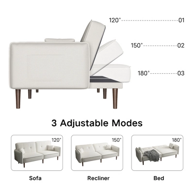 Convertible Futon Sofa Bed With Wooden Legs - ModernLuxe 4 Convertible Futon Sofa Bed With Wooden Legs - ModernLuxe - Image 4