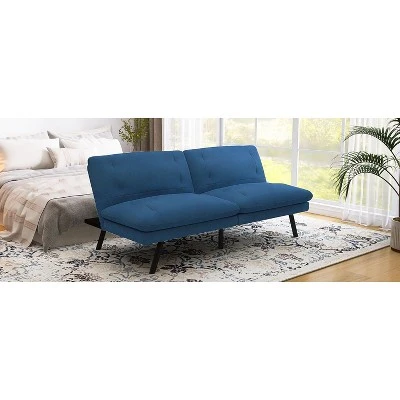 Dyonery 70" Memory Foam Folding Convertible Linen Futon Sofa Couch,Detachable Cushion,Adjustable Backrest, For Living Room,Office,Apartment, Black 3 Dyonery 70" Memory Foam Folding Convertible Linen Futon Sofa Couch,Detachable Cushion,Adjustable Backrest, For Living Room,Office,Apartment, Black - Image 3