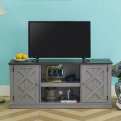 54" Farmhouse Two-Tone TV Stand For TVs Up To 65" Gray - Home Essentials -Baxton Studio Shop GUEST a6c614d2 1533 408c 8cc9 ea184fe3ffc4