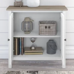 Mayfield Accent Storage Cabinet With Doors Shiplap Gray/Pure White - Bush Furniture
