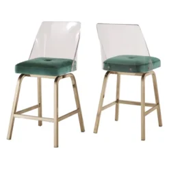 Set Of 2 24" Svana Champagne Gold Finish Velvet Swivel Counter Height Barstools - Inspire Q -Baxton Studio Shop GUEST a6db2df2 4e75 4ed0 9a65 c602e8c0fccf