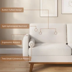 64" Loveseat Sofa, Mid Century Modern Couch Comfy Love Seat Couches For Living Room -Baxton Studio Shop GUEST a6fa83ec 7cc1 44c3 ba29 6741ba2f4def