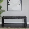 Modern Leather Woven Bench Black - Olivia & May