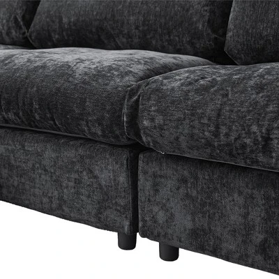 Cloud Couch Modular Sectional Sofa, 134" U Shaped Couch For Livingroom, Oversized Convertible Wide Seater With 2 Ottomans Living Room Set,Black 8 Cloud Couch Modular Sectional Sofa, 134" U Shaped Couch For Livingroom, Oversized Convertible Wide Seater With 2 Ottomans Living Room Set,Black - Image 8