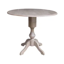 Kayden Round Dual Drop Leaf Pedestal Table Washed Gray Taupe - International Concepts -Baxton Studio Shop GUEST a7085c78 7327 44a8 8126 6d29b88f9543