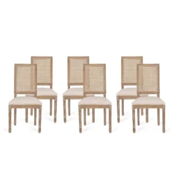 Christopher Knight Home Brownell French Country Wood And Cane Upholstered Dining Chairs (Set Of 6) -Baxton Studio Shop GUEST a739b68f 516a 4d90 a138 e7d31bbc545d