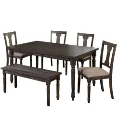 6pc Burntwood Dining Set With Bench - Buylateral 18 6pc Burntwood Dining Set With Bench - Buylateral -Baxton Studio Shop GUEST a7533b3f 641d 4ea7 a901 85eea0f0acd2
