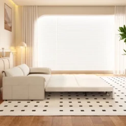 66" Velvet 3-in-1 Convertible Pull-Out Queen Sofa Bed With Side Storage & Wheels For Living Room, Bedroom, Apartment, Office -Baxton Studio Shop GUEST a78eb9e7 c4ee 4c40 9ce8 cf658dad51d4