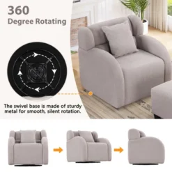 360 Degree Swivel Barrel Chair With Footstool, Accent Chair With Ottoman-ModernLuxe -Baxton Studio Shop GUEST a7a6ec7c bad2 4422 b542 eac6a4698620